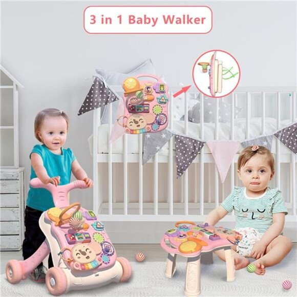 3in1 Baby Walker and Activity Center for Girl, Learning to Walk, Sit to Stand - Picture 2 of 7